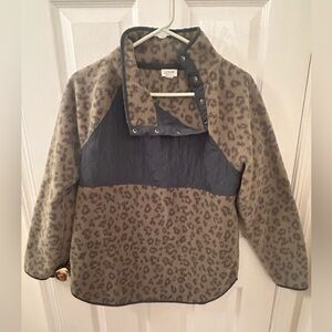 J. Crew Textured Knit Sweater in Olive and Black leopard print
